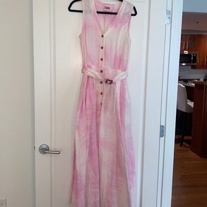 Solid & striped pink and white maxi